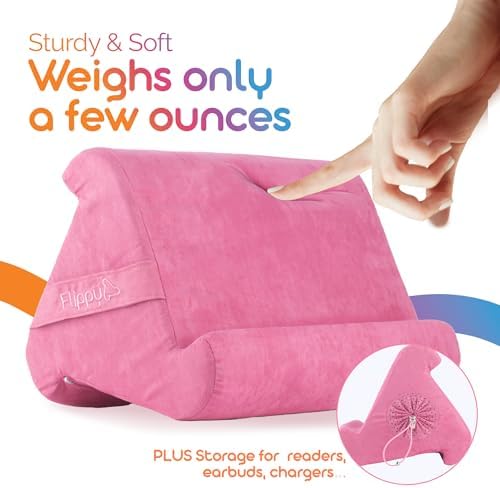 Flippy Original Tablet Pillow Stand & iPad Holder, Gift for Book Lovers & Readers, Multi-Angle Stand with Storage for Lap, Desk & Bed, Compatible with Kindle, Fire, iPad & Samsung, in the Pink Baby - Image 4
