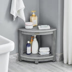 Waterproof Shower Bench for Inside Shower, Gray HDPS Corner Shower Stool for Shaving Legs, Poly Lumber Shower Foot Seat, Plastic Bathroom Shower Bench Seat with Storage Shelf, Non-Slip/No-Maintenance - Image 2