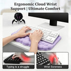 Cloud Keyboard Wrist Rest Set, 3 in 1 Ergonomic Memory Foam Keyboard Stand Pad with Mouse Wrist Support & Cup Holder, Anti-Slip Desk Cushion for Office Gaming Typing Pain Relief, Purple - Image 5