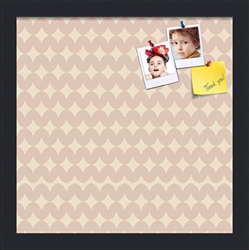 PinPix 13x13 inch Cork Bulletin Board. This Decorative Framed Pin Board Comes with Diamond Pattern in Light Pink and Cream Design and Satin Black. Ideal for Home, Office Decor or School (PinPix-294) by PinPixBulletinBoards