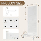Eastern Tree Metal Pegboard Display Stand 2'x 5'with Base Plate, Pegboard Panels Display with Wheels, Peg Board Display Rack, Standing Pegboard Display with 30 Hooks - White - Image 3