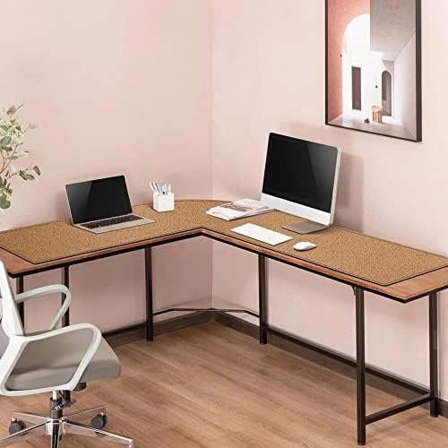 MAIDERN (47” + 47”) x 15.7” L Shaped Corner Desk Mat, Cork & Leather Reversible Desk Pad for Gaming Computer Office Home (Black) - Image 6