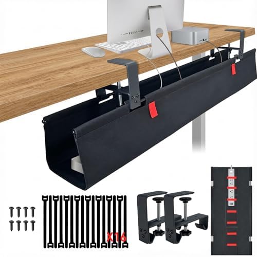 No Drill Under Desk Cable Management Tray, 28" Desk Cable Organizer by Unknown