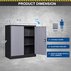 Fesbos Metal Storage Cabinet-36” Tall Steel File Cabinets with Lockable Doors and Adjustable Shelves-Black&Gray Steel Storage Cabinet for Home Office, School, Garage - Image 3