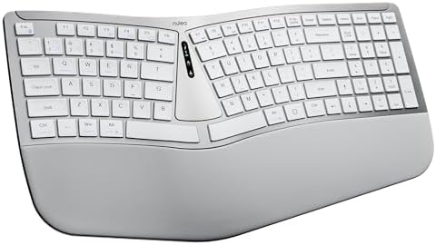 Nulea RT07B Wireless Ergonomic Keyboard - Split Keyboard, Wrist Rest, Natural Typing, Bluetooth and USB Connectivity, USB-C Rechargeable,Compatible with Windows Mac (Pink) by Nulea