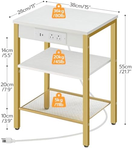 HOOBRO Side Tables with Charging Station, Small End Tables for Small Space - Image 3