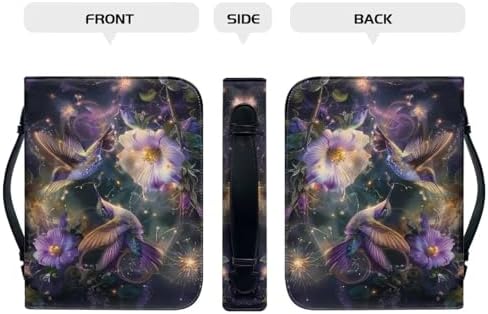 Trippy Hummingbird Flowers Print Bible Covers Case for Women Girls, Bible Cover Church Bag Protective with Top Handle Bible Carrying Case - Image 3