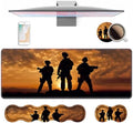 4 in 1 Ergonomic Keyboard Wrist Rest & Mouse Pad Wrist Rest Set, Large XXL Gaming Desk Mat 31.5"x 11.8" with Non-Slip Base, Memory Foam for Home Office Study Gaming, American Soldiers by Unknown