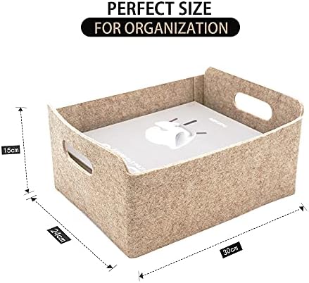 Welaxy Storage Basket Beige Foldable Shelf Drawer Organizer Bin Oatmeal - Image 5