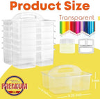 ALINK Plastic Classroom Caddy Organizer with Handle, 6-Pack 3 Compartments Portable Plastic Storage Caddy for Classroom Organization, Table, Desk, Office, Craft Art, Teacher Supply - Clear - Image 2