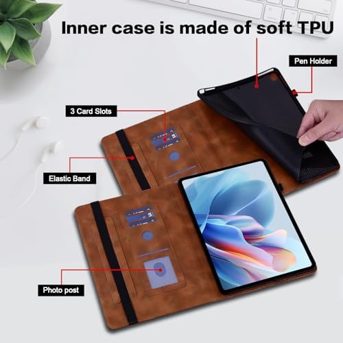 Case for 7" All-New Kindle Paperwhite 12th Generation 2025/2024 & Kindle Colorsoft Signature Edition 2024 7.0 inch, Embossed Premium Leather Cover with Card Slot & Pen Holder, Brown - Image 3
