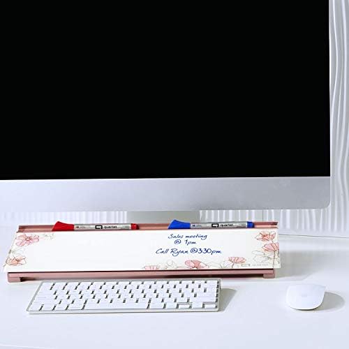 Quartet Glass Dry Erase White Board 18"W x 6"H, Compact Desktop Whiteboard with Storage Drawer, Floral (GDP186P) - Image 3