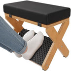 Wood X-Legs Small Ottoman Foot Stool, Sturdy and Anti-Slip Padded Footrest by WWMFS