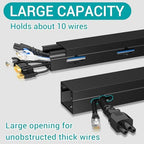 Cable Raceway - Magnetic Cable Management Under Desk with Upgraded Aesthetic Large Hole, Cord Organizer Kit for Hiding Computer, Gaming Desk, Network, Power Cord, TV - 8PCS 8x15.7in Black - Image 3