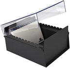 Acrimet 5 X 8 Card File Holder Organizer Box Metal Base Heavy Duty (AZ Index Cards and Divider Included) (Black Color with Clear Crystal Plastic Lid Cover) - Image 4