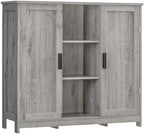 Iwell Storage Cabinet with 2 Doors and 4 Adjustable Shelves, Buffet Cabinet with Storage, Floor Cabinet for Living Room, Entryway, Kitchen, Rustic Gray by IWELL