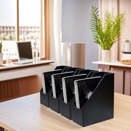 UnionBasic Leatherette Magazine File Holder Set of 4, Black - Image 4