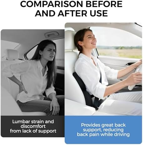 BEBAS Ergonomic Memory Foam Lumbar Support Pillow for Car, Black - Image 5