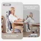 FLORICH 3 PCS Seat Cushion for Carseat Lumbar Support Pillow Car Neck Headrest Pillows Ultrathick Memory Foam Seat Pads Pressure Relief Back Cushion for Office Chair(Beige Grey) - Image 6