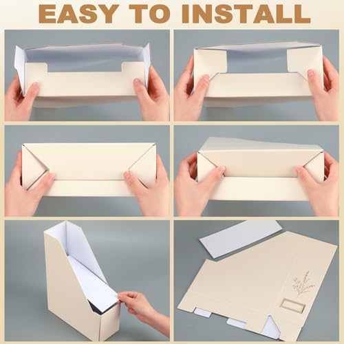 5 Pack Decorative Magazine File Holder Desk Organizer, Beige - Image 4