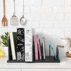 Cook Book Organizer, 6 Sections, Recipe Book Holder Rack, Tabletop Stand for Convenient Cookbook Storage, Vertical Cook Book Stand Kitchen, Binder Holder for Desk & Countertop (Black) - Image 5