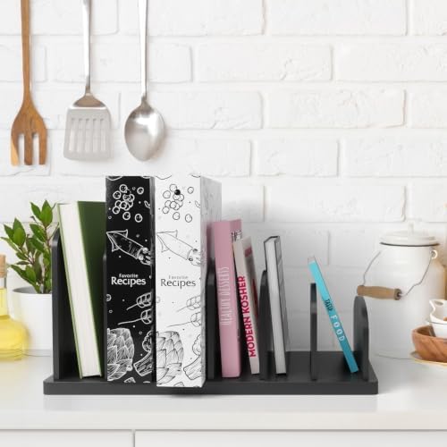 Cook Book Organizer, 6 Sections, Recipe Book Holder Rack, Tabletop Stand for Convenient Cookbook Storage, Vertical Cook Book Stand Kitchen, Binder Holder for Desk & Countertop (Black) - Image 5