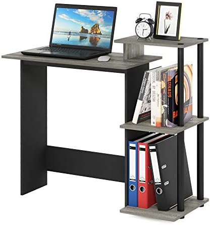 Furinno Efficient 29-Inch Grey Computer Desk with Side Shelves, Gaming Desk with 3 Open Shelves, Home Office Desk, for Home Office, Study Room, Dorm, Bedroom, Grey Oak/Black - Image 3