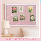 DoubleFill White Bulletin Board 21"×27" Linen Fabric Decorative Board Hanging Memo Boards for Women Large Cork Bulletin Boards for Home Office with 20 Pushpins - Pink Linen with White Frame - Image 6