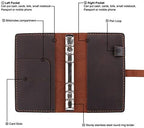 Genuine Leather Journal Writing Notebook, A6 Ring Binder Refillable Diary Notepads, Vintage Handmade Travel Organizer Agenda for Men Women - Coffee - Image 4