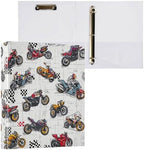 Colorful Motorcycles Round Ring Binders 1.5 Inch 3 Ring Binder with Clipboard Holds 200 Sheets Office Home School - Image 2
