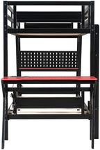 Polibi Twin Over Twin Bunk Bed with 2 Built-in Gaming Desks, USB Charging Ports & Pegboard Organizer, E-Sports Gaming Bed Frame for 2 Kids/Teens, Red (Twin Size) - Image 4