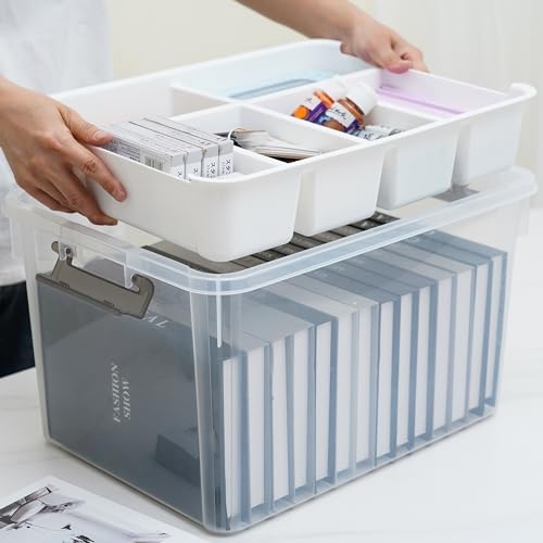 Citylife 32QT 4Packs Clear Craft Organizers and Storage Box with Tray - Image 3