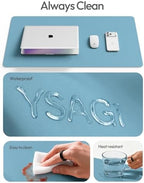 YSAGi Leather Desk Protector, Office Mat, Large Mouse Mat, Non-Slip PU Leather Blotter, Laptop Desk Mat, Waterproof Writing Pad for Office and Home(Sea Blue, 63" x 24") - Image 7