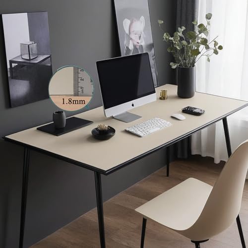 Leather Table Cover, Reversible Double-Sided, 1.8mm Thick, 24x60 Inch, Protector for Rectangular Tables, Waterproof & Oil Resistant for Dining Table, Office Desk, Dresser(Beige+Dark Brown) - Image 2