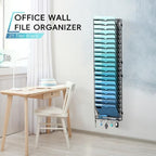 21-Tier Wall File Organizer and Mail Organizer with 5 Hooks, Black - Image 4