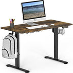 SHW 48-Inch Electric Height Adjustable Sit to Stand Desk, Rustic Brown by SHW