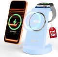 3 in 1 Fast Charging Station for iPhone, 25W Wireless Magnetic Phone Charger for iPhone 17 16e 16 15 14 13 12 Serise, Watch Charger Stand, Wireless Charging Station for AirPods 4 3 Pro, Blue by WAYLITEWirelessCharger