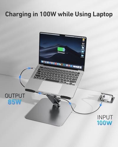 BENFEI Laptop Stand with USB C 6in1 Docking Station, HDMI 4K@60Hz,Gigabit Ethernet, 100W Power Delivery, 10Gbps 1*USB C 3.2 and 2*USB A 3.2 Compatible with MacBook Pro/Air, iPad Pro, XPS, Thinkpad - Image 4