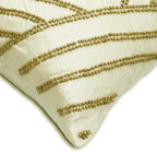 The HomeCentric Ivory 12"x20" (30x50 cm) Lumbar Pillow Covers, Silk Wooden Beads Oblong Pillow Covers, Geometric Pattern Modern Style - Gold Light - Image 3