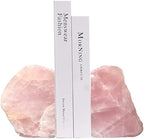 Rose Quartz Bookends Pink Crystal Decorative Book Ends Office Home Decor Small 1 Pair 2-3 Lbs by MOGEMT