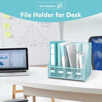 4-Compartment Magazine File Holder and File Organizer for Desk, Blue - Image 7