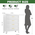 Ckzbx Metal Dresser Under Desk Metal Filing Cabinets, 43.11" H Drawer Chests of Drawers for Office, Garage (4 Drawers White 31.5inch Wide) - Image 3