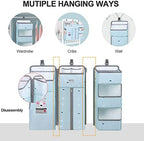 Hanging Diaper Caddy Organizer for Baby Crib - 3-in-1 Diaper Stacker for Changing Table Nursery Organization Storage Holder for Baby Essentials Attachment Portable Combining (Sky Blue) - Image 2