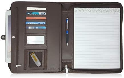 Dark Brown Zippered Portfolio Binder - PU Leather Business Portfolio Organizer - Padfolio for Men & Women with US Letter Notepad, 10.5 Inch Tablet Pocket & Gift Box by Lautus Designs by LautusDesigns