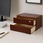 Wooden Desk Organizer with Drawers and Lock, Desktop Storage Cabinet,Drawer Organizer Desktop Drawer Wooden Storage Box for Home office Supplies (Walnut, 2Tier) - Image 2