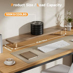 Dual Monitor Stand Riser, 39 Inch Extra Long Wooden Desktop Monitor Riser with Storage for 2 Monitors Ultra Strong Desk Shelf Organizer Riser Ergonomic for 2 Screens/Laptop/PC/TV/Printer -Light Walnut - Image 3