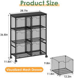 Sbanmao 6 Drawer Lateral File Cabinet with Wheels, Mobile File Cabinet & Printer Stand, Heavy Duty Wood Top for Large Printers, Under Desk Storage Cabinet Fits Letter Size Files for Home Office, Black - Image 2