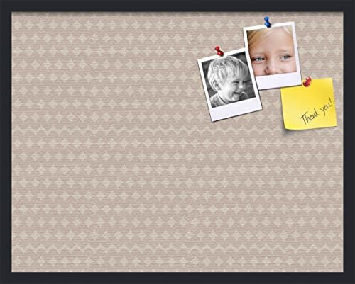 PinPix 28x22 inch Cork Bulletin Board. This Decorative Framed Pin Board Comes with Diamond Pattern in Light Pink and Cream Design and Satin Black. Ideal for Home, Office Decor or School (PinPix-294) by PinPixBulletinBoards
