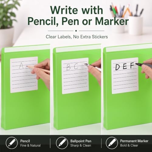 Sabary 25 Pack Poly File Jacket 1" Expansion Pocket Write-on, Lime Green - Image 2