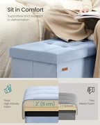 SONGMICS Foldable Storage Ottoman with Flipping Lid, 43.3 Inch Velvet Bench - Image 4